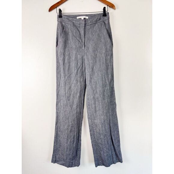 Veronica Beard Jude Metallic Pinstripe Wide Leg Dress Pant Blue Oasis Size 4 - Picture 1 of 5